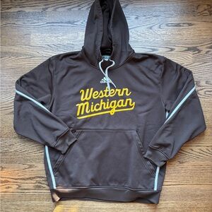 Adidas Western Michigan Brown Hoodie with Yellow and White Details